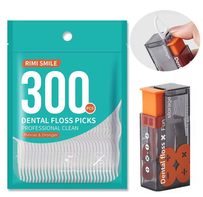 300x Zahnseide-Sticks mit Spenderbox – Profi Dental Floss Picks für gründliche Zahnzwischenraum-Reinigung