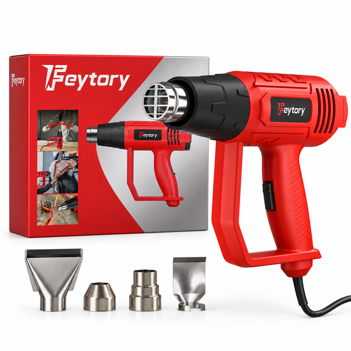 Feytory Heißluftpistole 2000 W mit 4 Düsen