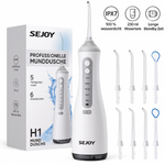 SEJOY® Professionelle Munddusche – 6 Düsen, 5 Reinigungsmodi, 230ml Wassertank, IPX7 wasserdicht – Zahnpflege für Zuhause & unterwegs