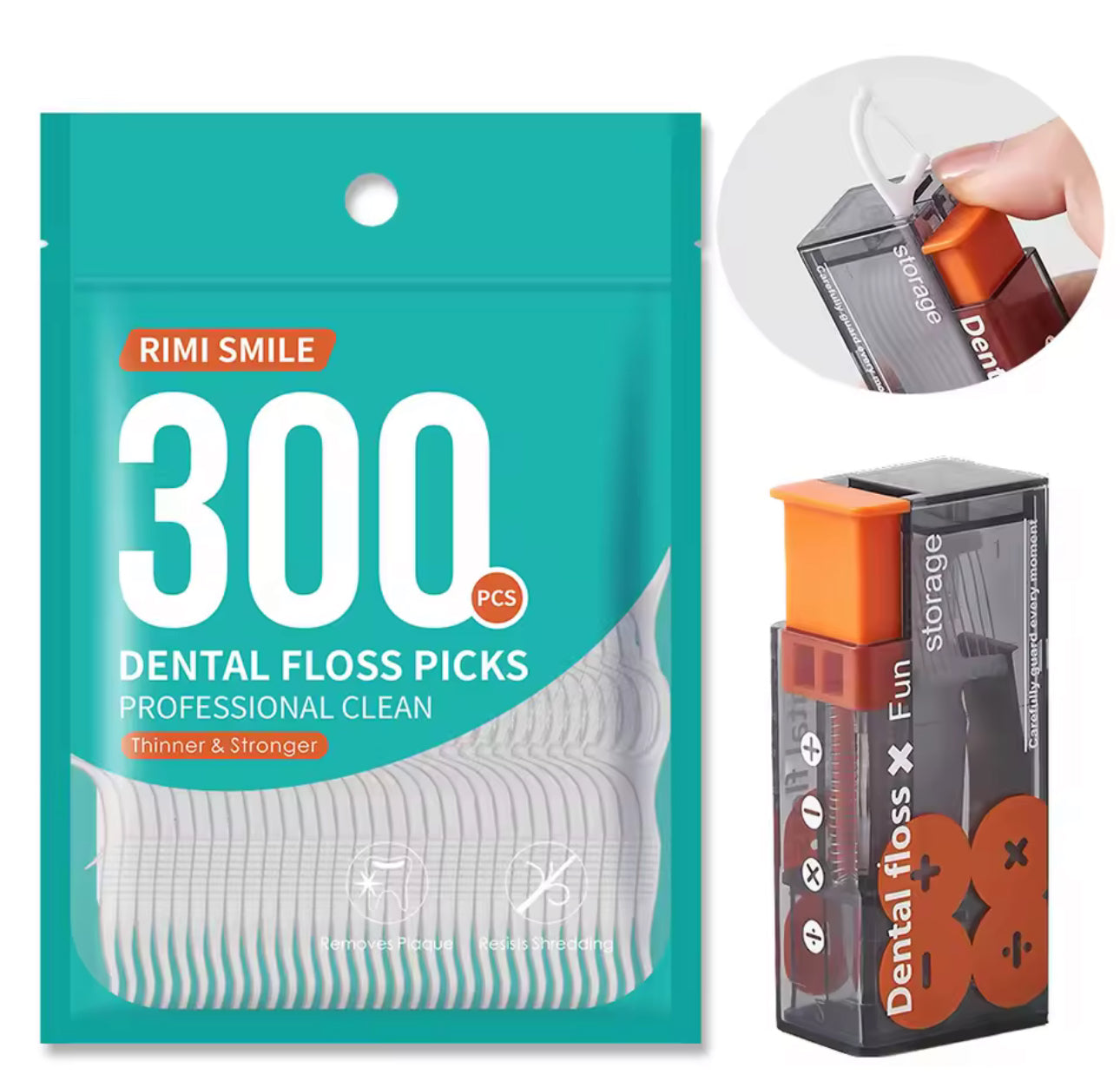300x Zahnseide-Sticks mit Spenderbox – Profi Dental Floss Picks für gründliche Zahnzwischenraum-Reinigung