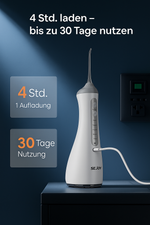 SEJOY® Professionelle Munddusche – 6 Düsen, 5 Reinigungsmodi, 230ml Wassertank, IPX7 wasserdicht – Zahnpflege für Zuhause & unterwegs