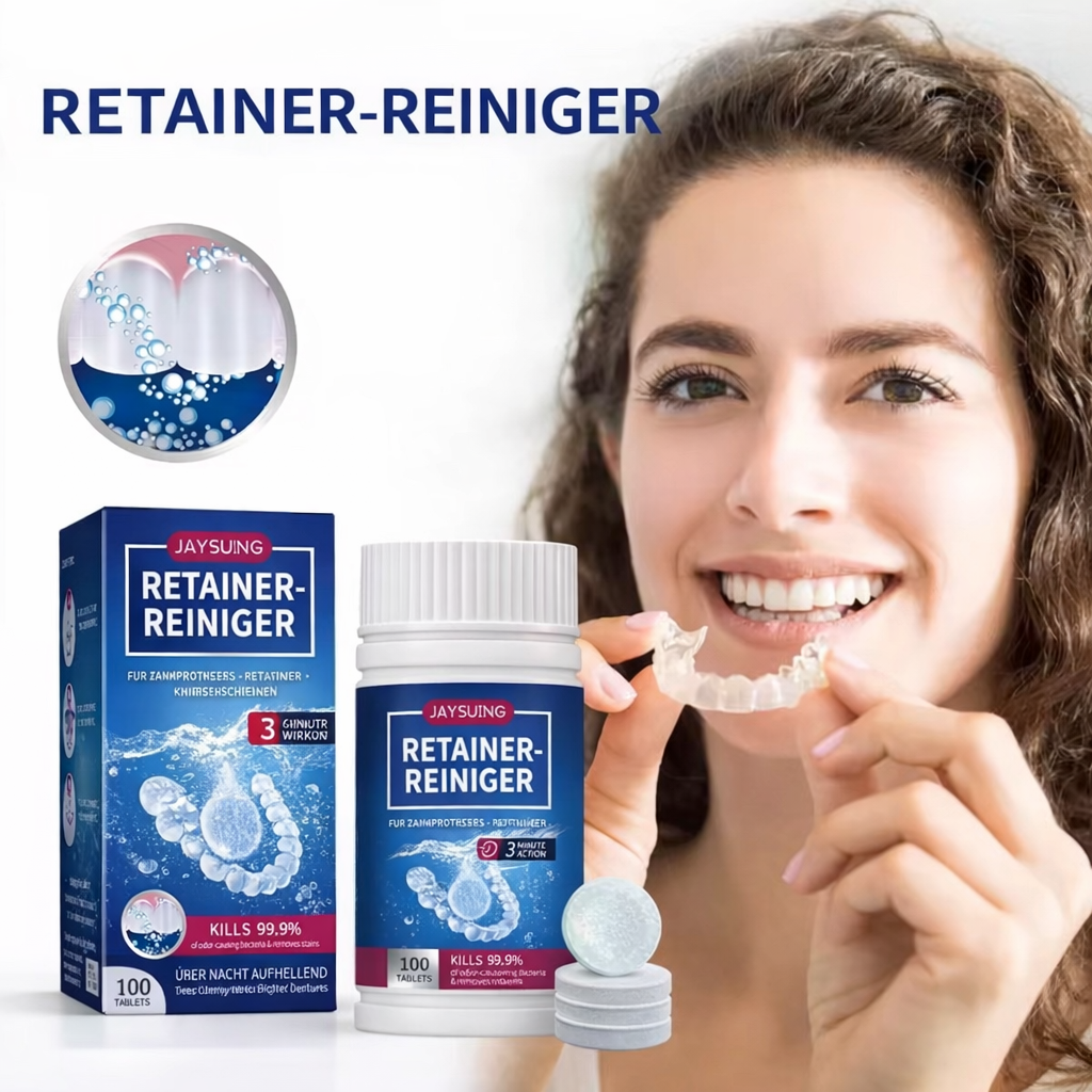 Reinigungstabletten für Retainer & Zahnprothesen – 3x 100 Tabs, hygienische Tiefenreinigung