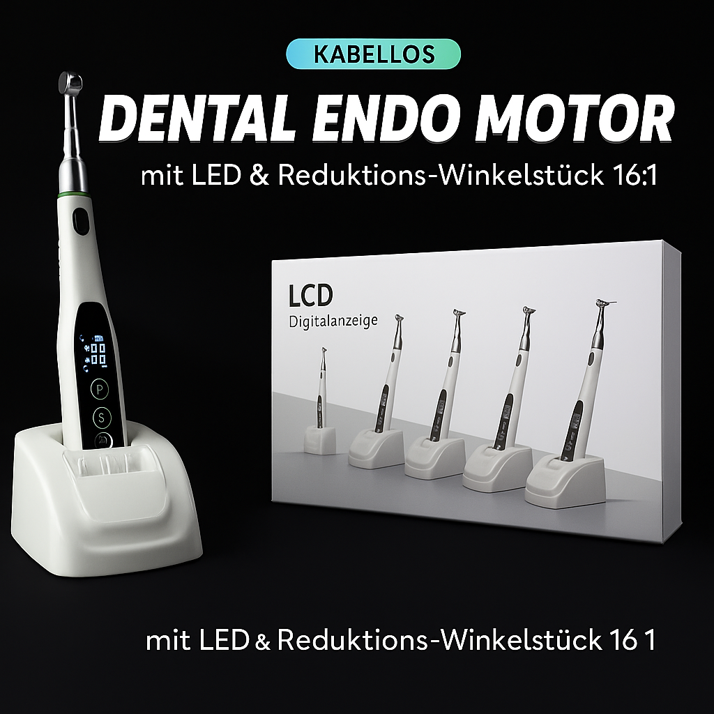 Kabelloser EndoMotor 16:1 – LED-Endomotor für Wurzelkanalbehandlungen | Hochdrehmoment, 6 Arbeitsmodi, 360° Rotation