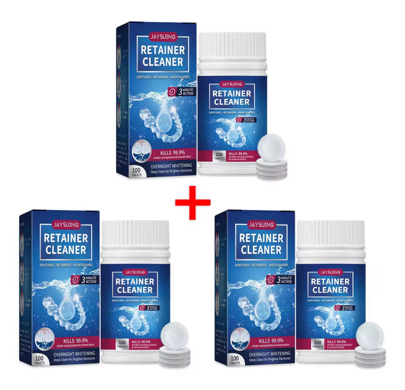 Reinigungstabletten für Retainer & Zahnprothesen – 3x 100 Tabs, hygienische Tiefenreinigung