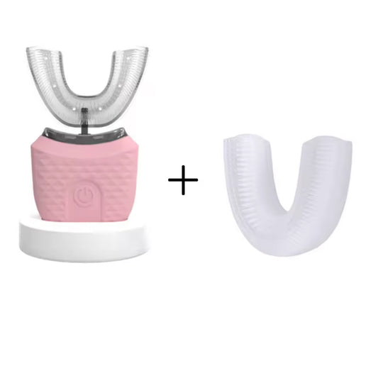 360° Automatische Ultraschall-Zahnbürste – Elektrische U-Zahnbürste mit Silikon-Mundstück & LED-Modi