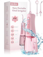 SEJOY® Professionelle Munddusche – 6 Düsen, 5 Reinigungsmodi, 230ml Wassertank, IPX7 wasserdicht – Zahnpflege für Zuhause & unterwegs