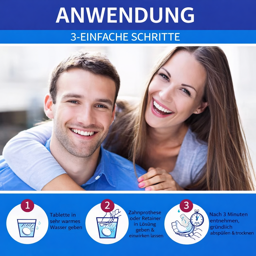 Reinigungstabletten für Retainer & Zahnprothesen – 3x 100 Tabs, hygienische Tiefenreinigung