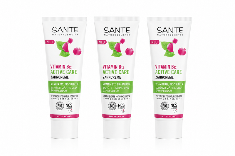 SANTE® Vitamin B12 Active Care Zahncreme – 3er Pack, 3 × 75 ml
