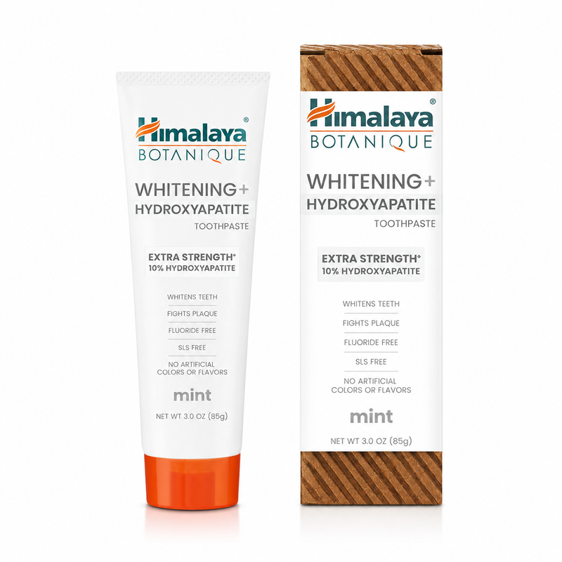 Himalaya Botanique Whitening+ Zahnpasta mit 10 % Hydroxylapatit – Extra Strength Mint, 85 g