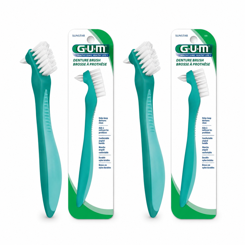 GUM® Prothesenbürste 201 Doppelpack – 2 Stück zur gründlichen Prothesenreinigung