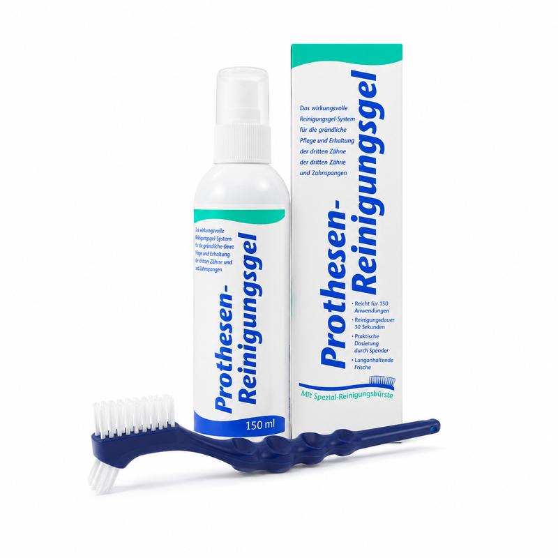KK Prothesen-Reinigungsgel 150 ml mit Reinigungsbürste – für Zahnersatz & Zahnspangen