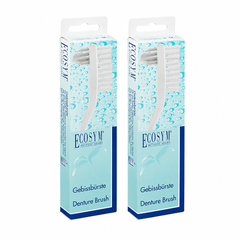 Ecosym Prothesen- & Gebissbürste 2-seitig – 2er Pack zur gründlichen Prothesenreinigung