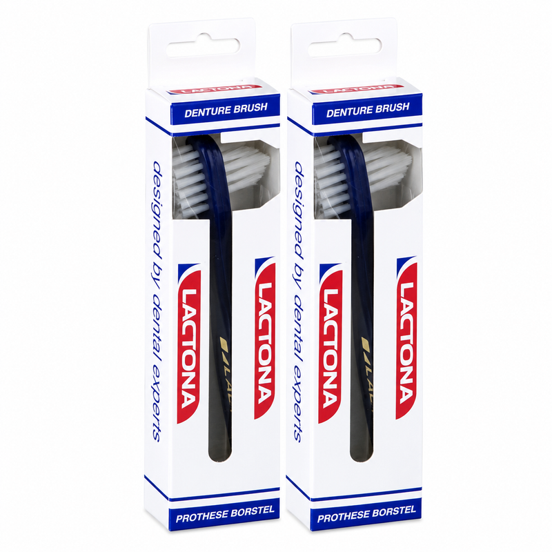 Lactona® Prothesenzahnbürste mit 2 Bürstenköpfen – 2er Pack