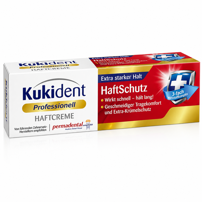 Kukident Professionell Haftcreme HaftSchutz – 40 g | Extra starker Halt für Zahnprothesen