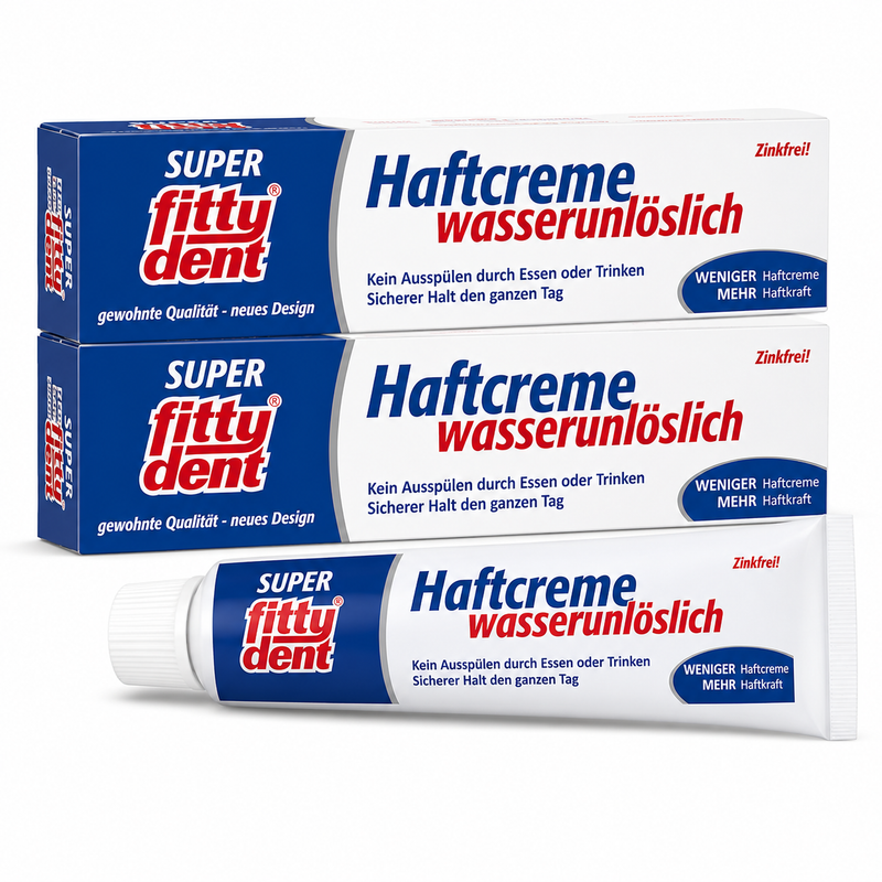 fittydent Super Haftcreme Doppelpack – 2 × 40 g | Wasserunlöslich & zinkfrei