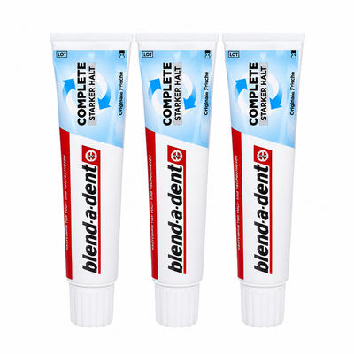 BLEND-A-DENT Complete Haftcreme Originale Frische – 3 × 70 g Vorteilspack