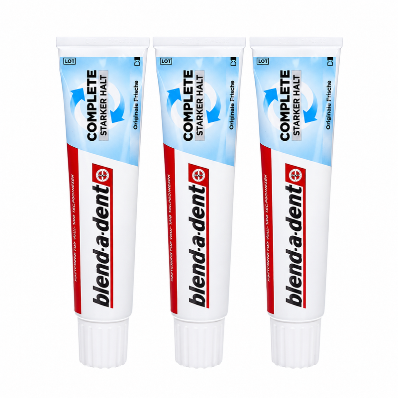BLEND-A-DENT Complete Haftcreme Originale Frische – 3 × 70 g Vorteilspack
