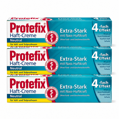 Protefix Haft-Creme NEUTRAL Extra-Stark – 3 × 47 g Dreierpack