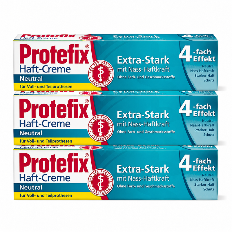 Protefix Haft-Creme NEUTRAL Extra-Stark – 3 × 47 g Dreierpack