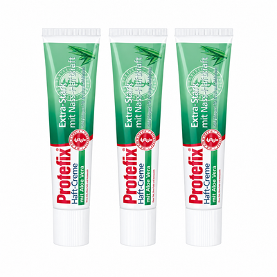 Protefix® Haft-Creme Extra-Stark mit Aloe Vera – 3er Pack, 3 × 40 ml