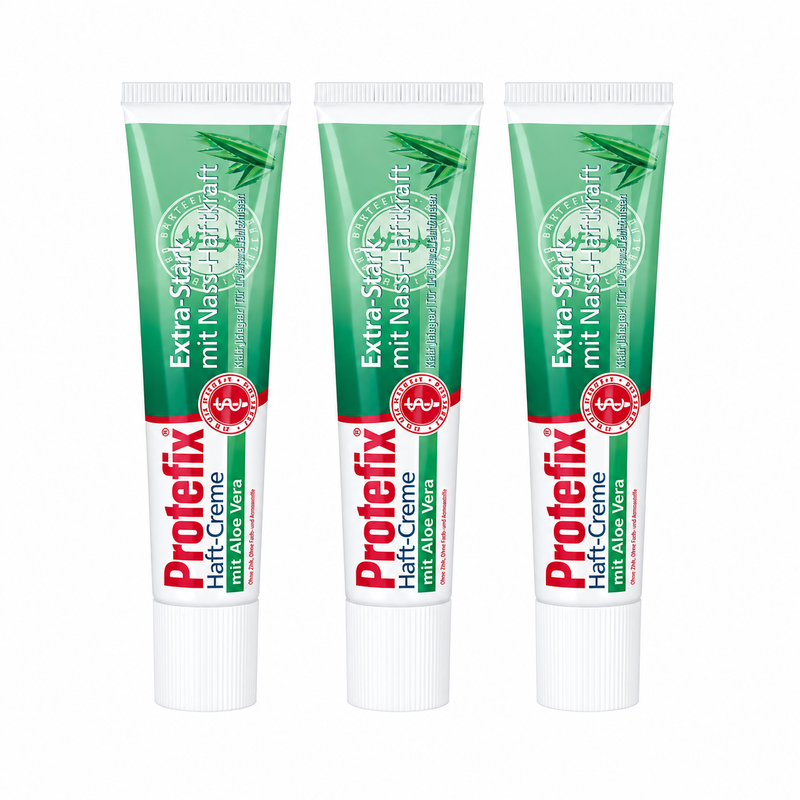 Protefix® Haft-Creme Extra-Stark mit Aloe Vera – 3er Pack, 3 × 40 ml