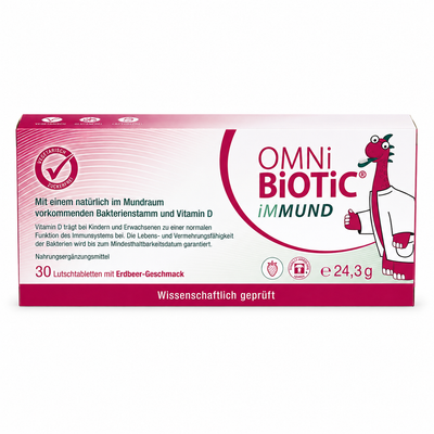 OMNi-BiOTiC® iMUND – 30 Lutschtabletten mit Vitamin D & Erdbeergeschmack