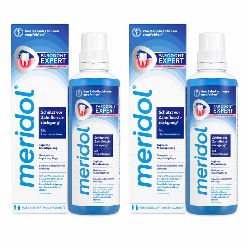 meridol Parodont Expert Mundspülung Doppelpack 2 × 400 ml – für Zahnfleisch & Implantate