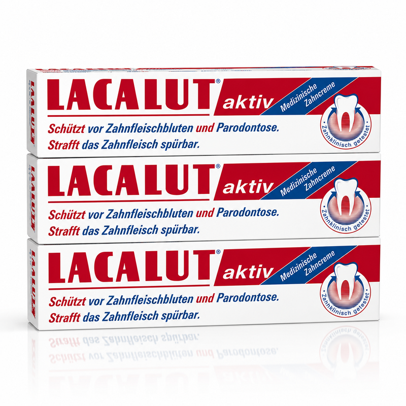 LACALUT Aktiv Zahncreme 3er-Pack – 3 × 100 ml für Zahnfleisch & Zahnpflege