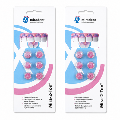 miradent Mira-2-Ton Plaquetest-Tabletten – Doppelpack mit 12 Tabletten
