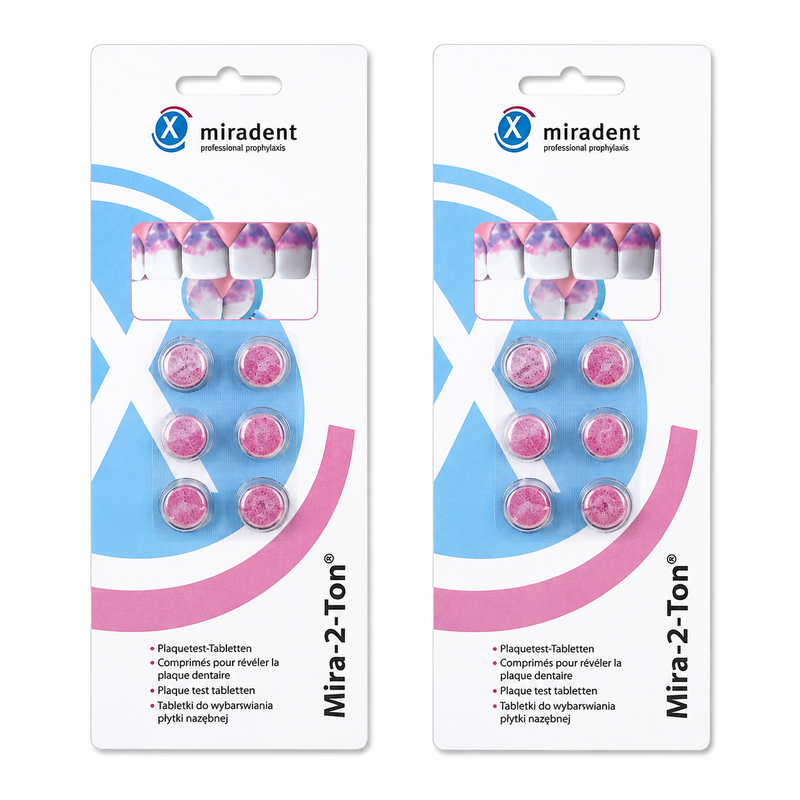 miradent Mira-2-Ton Plaquetest-Tabletten – Doppelpack mit 12 Tabletten