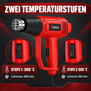 Zwei Temperaturstufen der Heißluftpistole