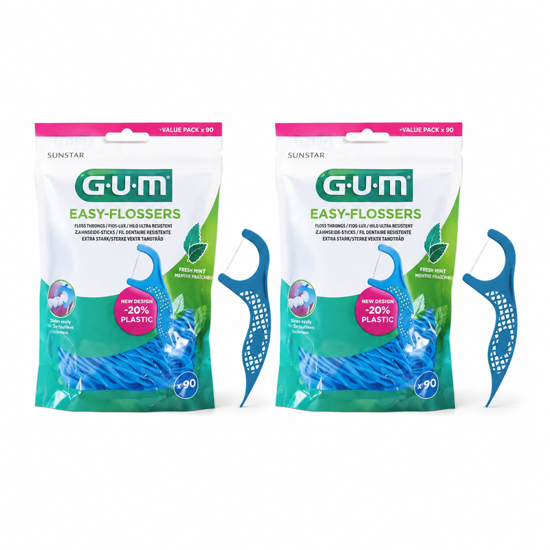 GUM Easy-Flossers Zahnseidesticks – Doppelpack 2 × 90 Stück