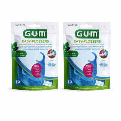 GUM Easy-Flossers Zahnseidesticks Mint – Doppelpack 2 × 30 Stück