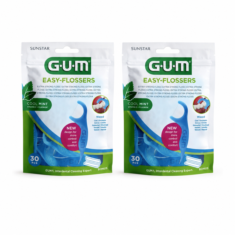 GUM Easy-Flossers Zahnseidesticks Mint – Doppelpack 2 × 30 Stück