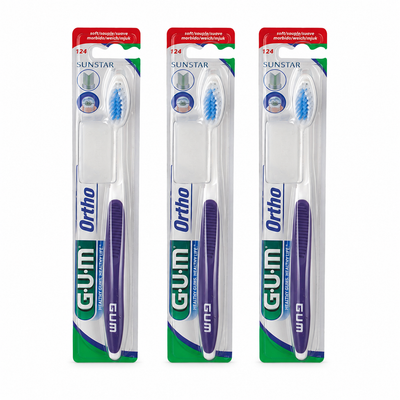 GUM Ortho Zahnbürste 124 – weich – 3er-Pack