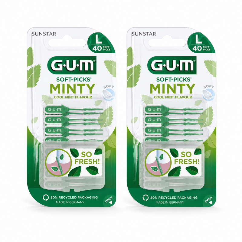 GUM Soft-Picks Minty Large – Doppelpack, 2 × 40 Stück