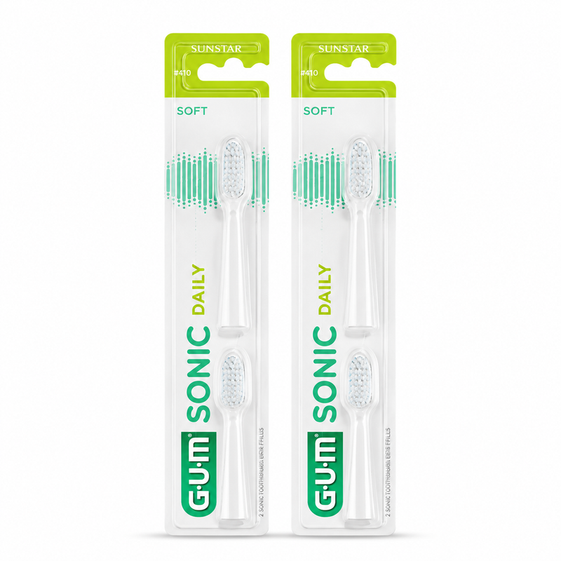 GUM Sonic Daily Ersatzbürstenköpfe Soft – Doppelpack, 4 Stück