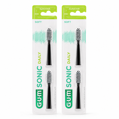 GUM® SONIC DAILY Ersatzbürstenköpfe schwarz – 4 Stück