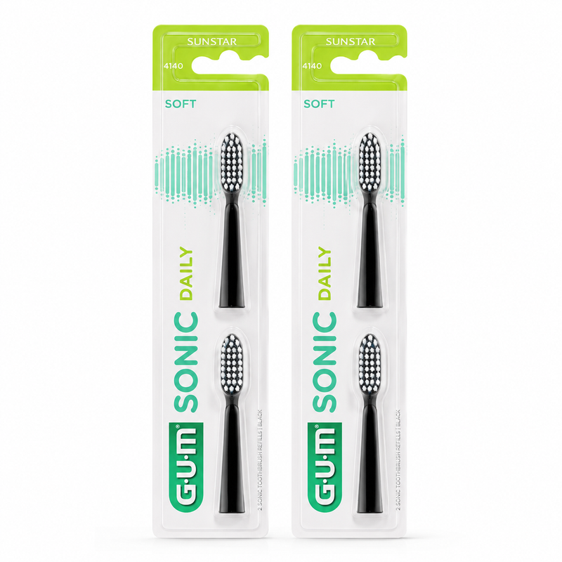 GUM® SONIC DAILY Ersatzbürstenköpfe schwarz – 4 Stück