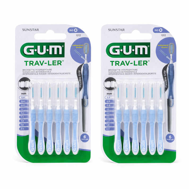 GUM Trav-Ler 0,6 mm hellblau Interdentalbürsten – Doppelpack 2 × 6 Stück