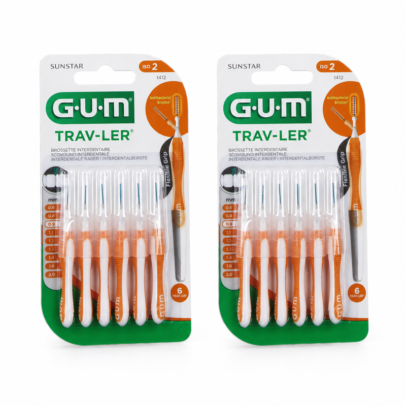 GUM Trav-Ler 0,9 mm Orange Interdentalbürsten – Doppelpack 2 × 6 Stück