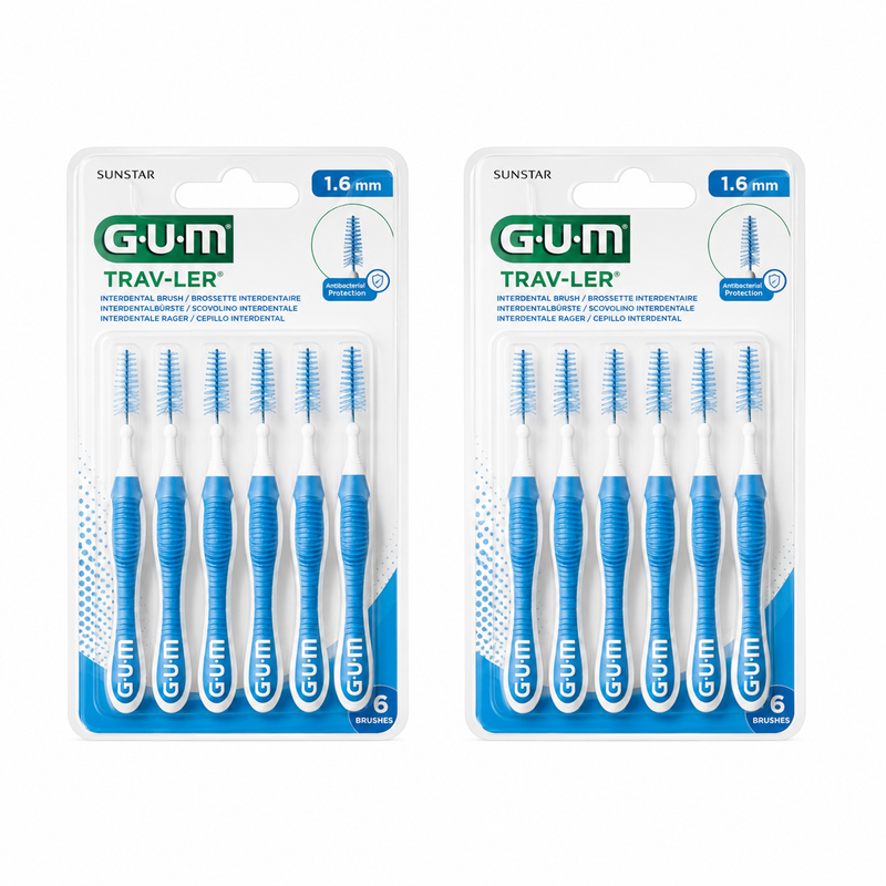 GUM Trav-Ler 1,6 mm Blau – Doppelpack 2 × 6 Stück