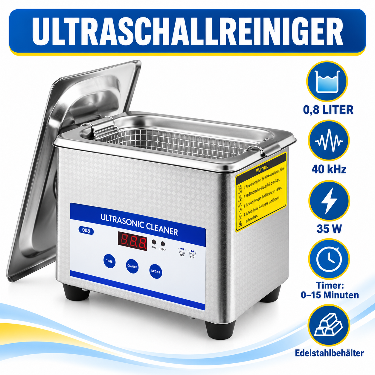 SucceBuy Ultraschallreiniger 0,8 L – 40 kHz, 35 W, 220 V