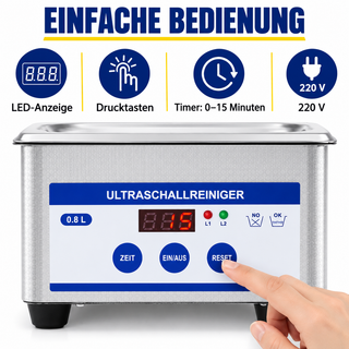 Ultraschallreiniger – LED-Anzeige, Timer und 220 Volt