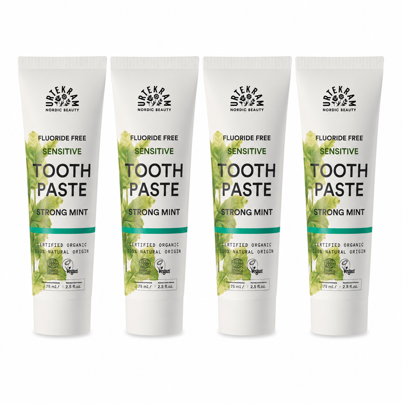 Urtekram Strong Mint Sensitive Zahncreme – 4 × 75 ml